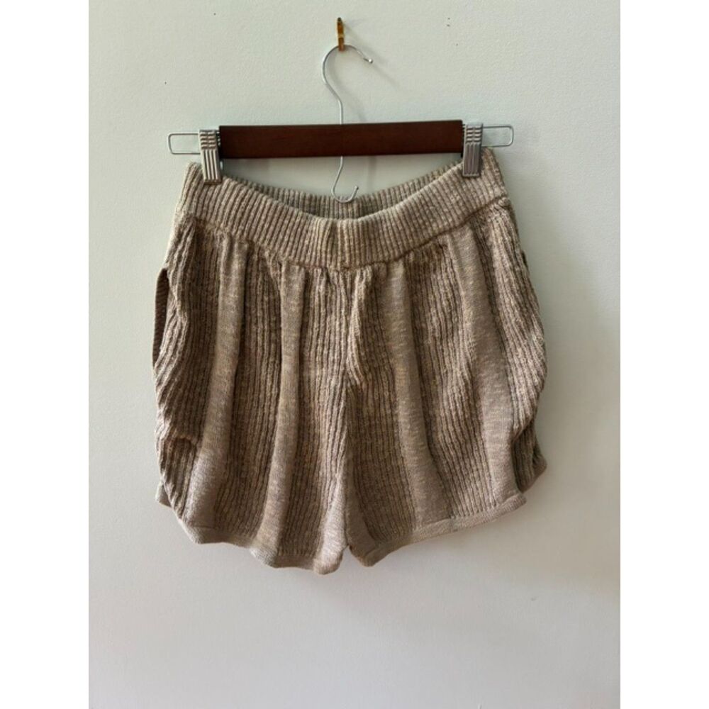 Mable Knit Shorts Women's Small Beige Textured Pull-On Sweater Shorts